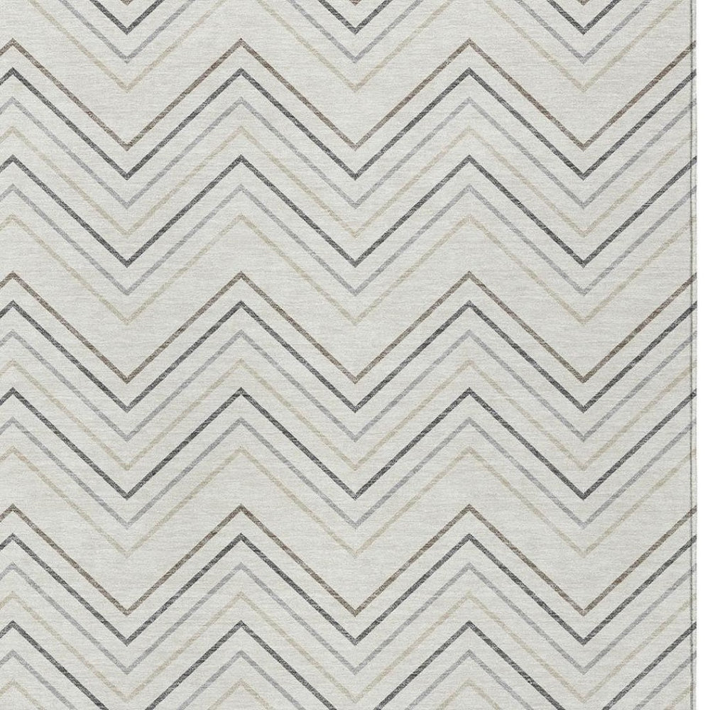 HomeRoots 10' Washable Indoor Outdoor Area Rug – Stylish Ivory, Gray & Taupe Geometric Design for High Traffic Spaces 690146