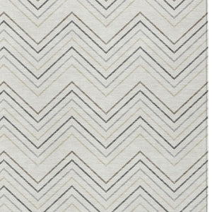 HomeRoots 10' Washable Indoor Outdoor Area Rug – Stylish Ivory, Gray & Taupe Geometric Design for High Traffic Spaces 690146