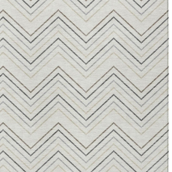 HomeRoots 10' Washable Indoor Outdoor Area Rug – Stylish Ivory, Gray & Taupe Geometric Design for High Traffic Spaces 690146