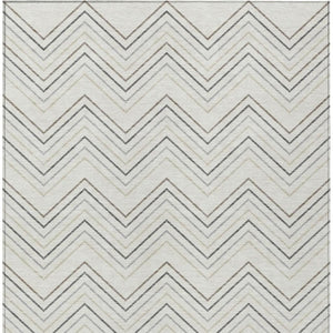 HomeRoots 10' Washable Indoor Outdoor Area Rug – Stylish Ivory, Gray & Taupe Geometric Design for High Traffic Spaces 690146