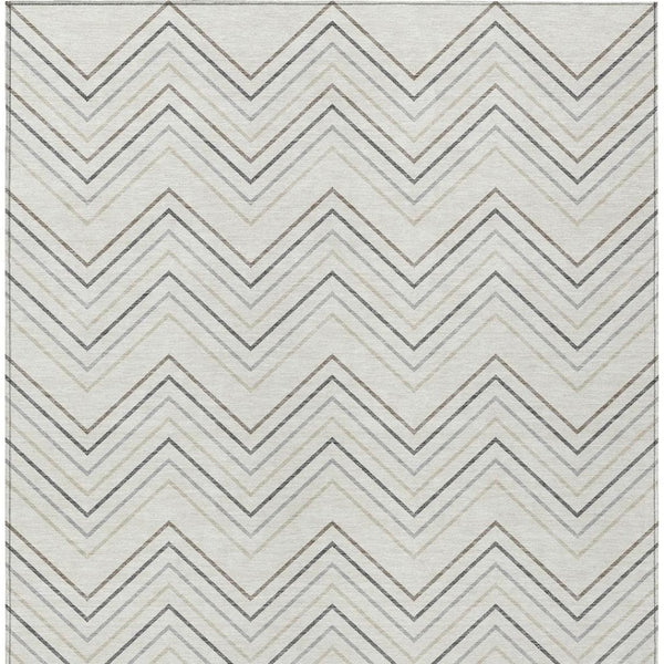 HomeRoots 10' Washable Indoor Outdoor Area Rug – Stylish Ivory, Gray & Taupe Geometric Design for High Traffic Spaces 690146