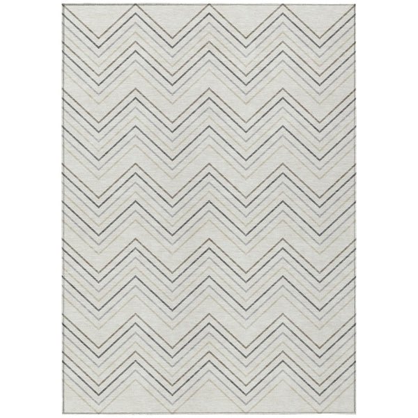 HomeRoots 10' Washable Indoor Outdoor Area Rug – Stylish Ivory, Gray & Taupe Geometric Design for High Traffic Spaces 690146
