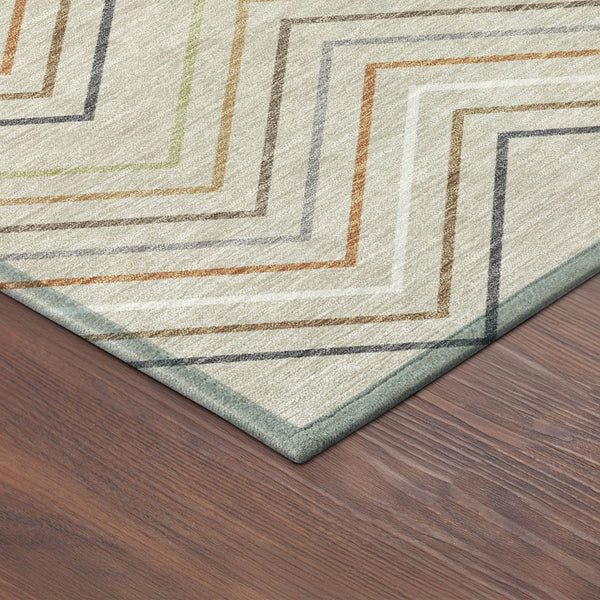 HomeRoots 8' Round Striped Area Rug in Beige, Ivory & Brown – Stylish Washable Indoor/Outdoor Decor Piece 690155