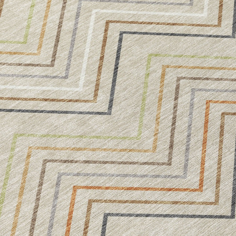 HomeRoots 8' X 10' Beige, Ivory & Brown Striped Indoor-Outdoor Area Rug - Durable, Washable & Versatile Design 690156