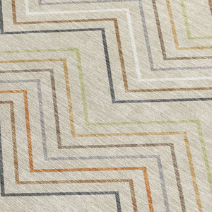 HomeRoots 9' Durable Beige Ivory Brown Striped Washable Area Rug - Perfect for Indoor & Outdoor Spaces! 690157