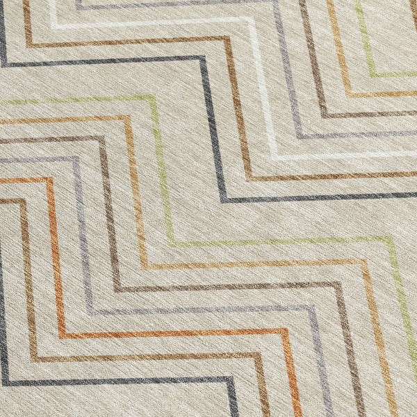 HomeRoots 9' Durable Beige Ivory Brown Striped Washable Area Rug - Perfect for Indoor & Outdoor Spaces! 690157