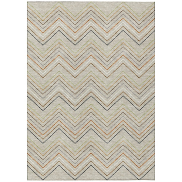 HomeRoots 10' Machine-Washable Beige, Ivory & Brown Striped Area Rug - Durable Indoor/Outdoor Decor for Homes 690158