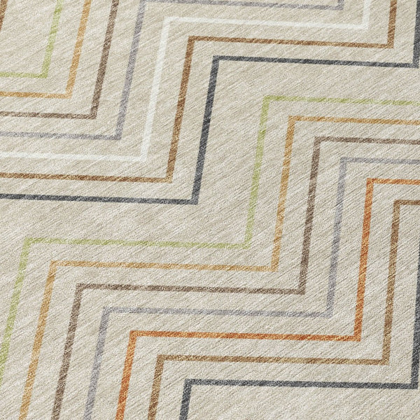 HomeRoots 10' Machine-Washable Beige, Ivory & Brown Striped Area Rug - Durable Indoor/Outdoor Decor for Homes 690158