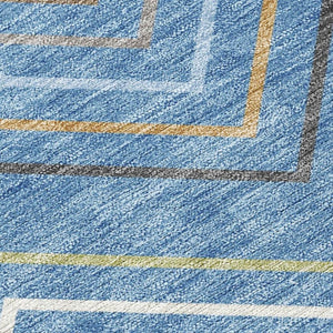 HomeRoots 9' Coastal Striped Area Rug in Blue, Ivory & Brown - Washable Indoor/Outdoor Durability & Style! 690163