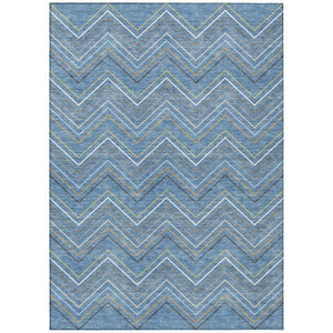 HomeRoots 10' Stylish Blue Ivory Brown Striped Washable Area Rug for Indoor Outdoor High-Traffic Spaces 690164