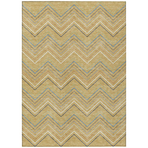 HomeRoots 10' Gold Ivory and Blue Striped Washable Area Rug – Stylish Indoor/Outdoor Durable Decor for All Spaces 690176