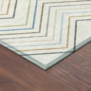 HomeRoots 8' Coastal-Inspired Round Striped Area Rug - Washable, Durable, Perfect for Indoor & Outdoor Use! 690179