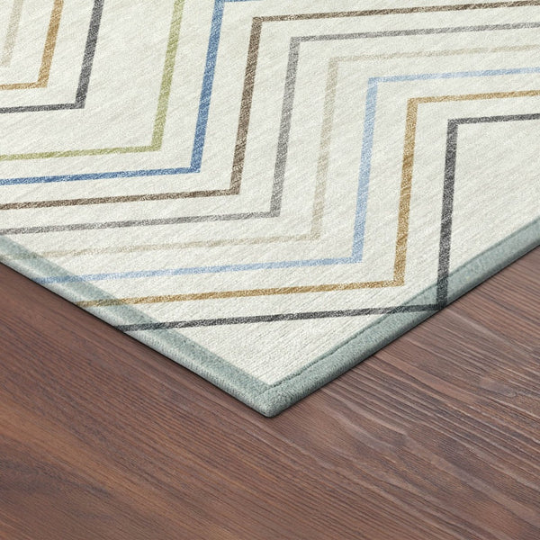 HomeRoots 8' Coastal-Inspired Round Striped Area Rug - Washable, Durable, Perfect for Indoor & Outdoor Use! 690179