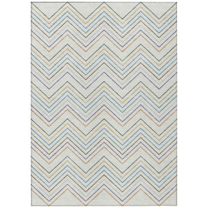 HomeRoots 5' Washable Indoor/Outdoor Area Rug in Pacific Blue, Ivory & Copper – Durable & Stylish Design! 690184