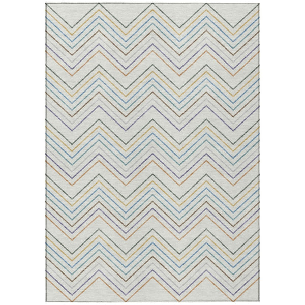 HomeRoots 5' Washable Indoor/Outdoor Area Rug in Pacific Blue, Ivory & Copper – Durable & Stylish Design! 690184