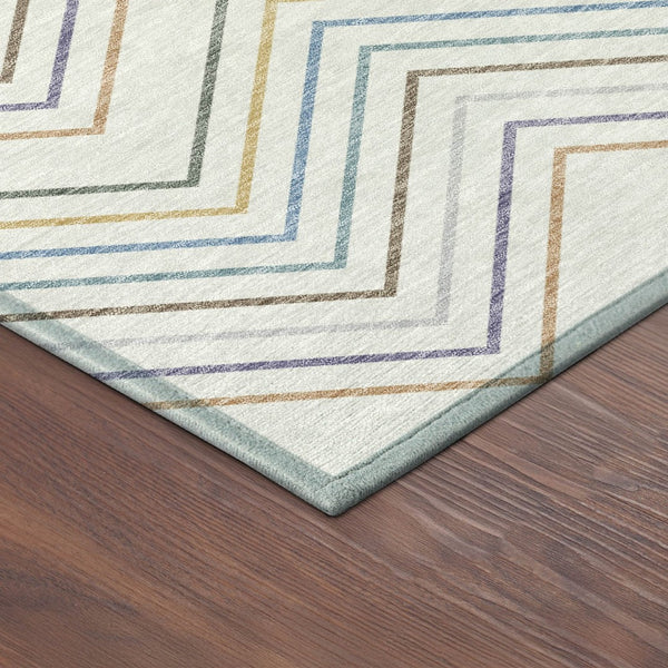 HomeRoots 5' Washable Indoor/Outdoor Area Rug in Pacific Blue, Ivory & Copper – Durable & Stylish Design! 690184