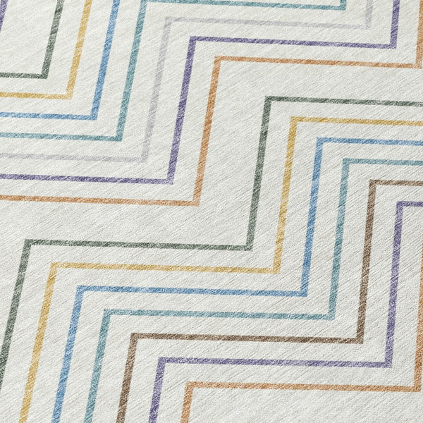 HomeRoots 5' Washable Indoor/Outdoor Area Rug in Pacific Blue, Ivory & Copper – Durable & Stylish Design! 690184