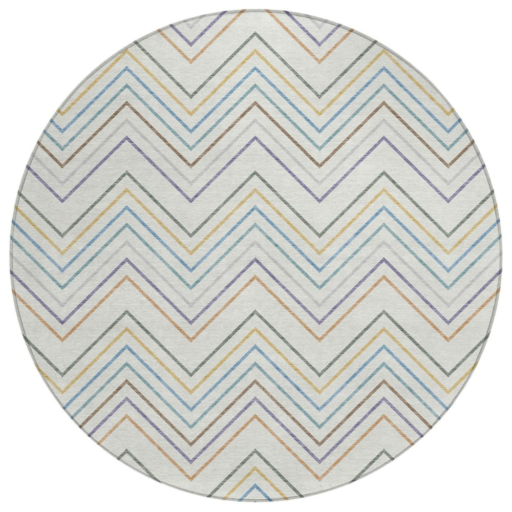 HomeRoots 8' Pacific Blue Indoor Outdoor Area Rug - Striking Striped Design, Washable & Durable for Every Space 690185