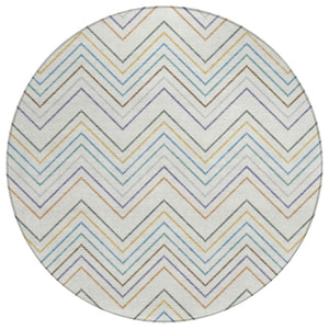 HomeRoots 8' Pacific Blue Indoor Outdoor Area Rug - Striking Striped Design, Washable & Durable for Every Space 690185