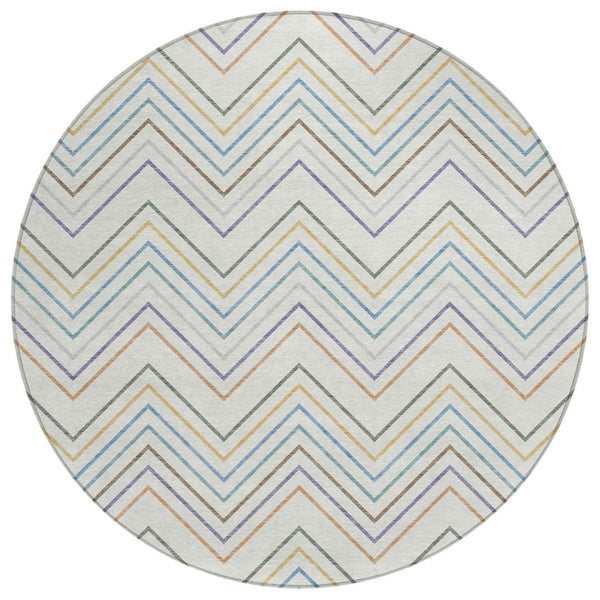 HomeRoots 8' Pacific Blue Indoor Outdoor Area Rug - Striking Striped Design, Washable & Durable for Every Space 690185