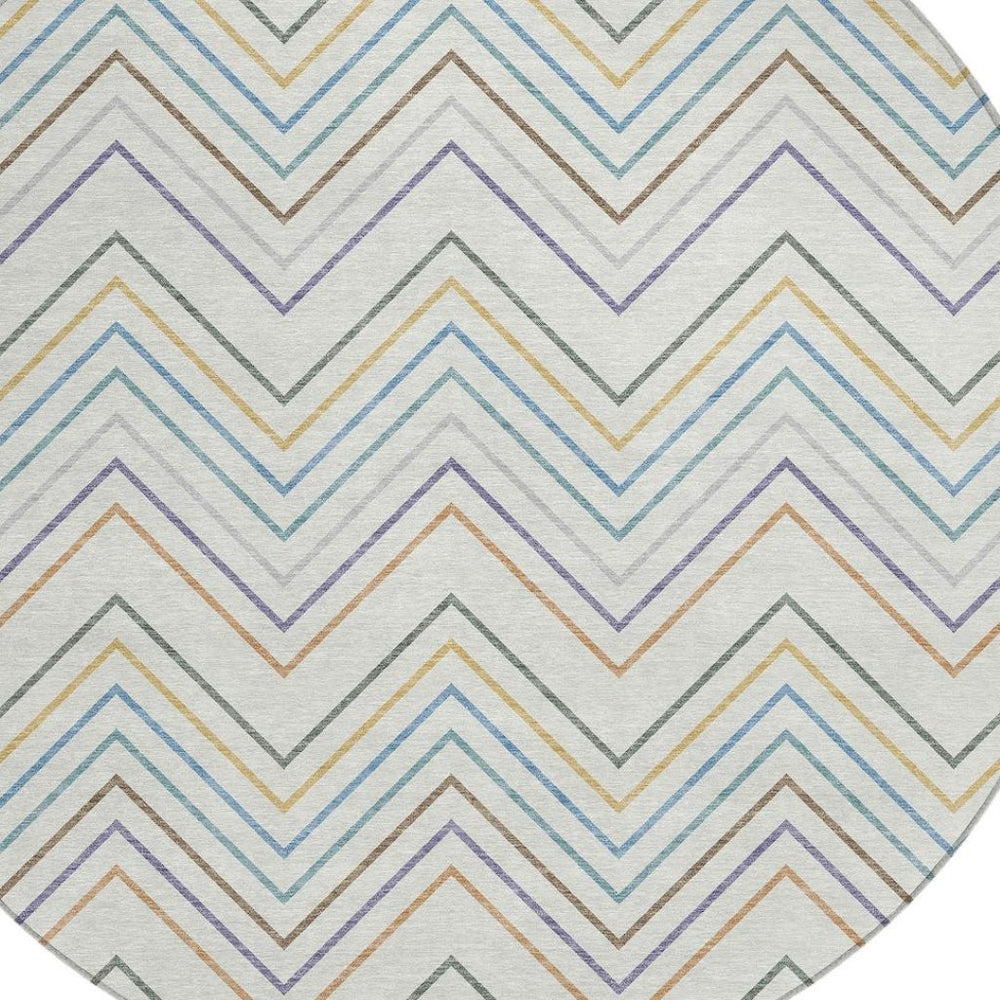 HomeRoots 8' Pacific Blue Indoor Outdoor Area Rug - Striking Striped Design, Washable & Durable for Every Space 690185