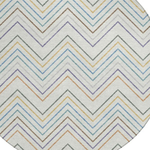 HomeRoots 8' Pacific Blue Indoor Outdoor Area Rug - Striking Striped Design, Washable & Durable for Every Space 690185