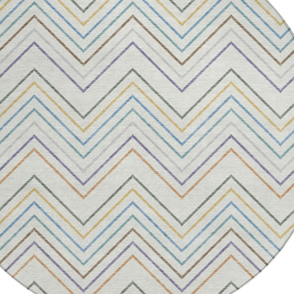HomeRoots 8' Pacific Blue Indoor Outdoor Area Rug - Striking Striped Design, Washable & Durable for Every Space 690185
