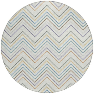 HomeRoots 8' Pacific Blue Indoor Outdoor Area Rug - Striking Striped Design, Washable & Durable for Every Space 690185