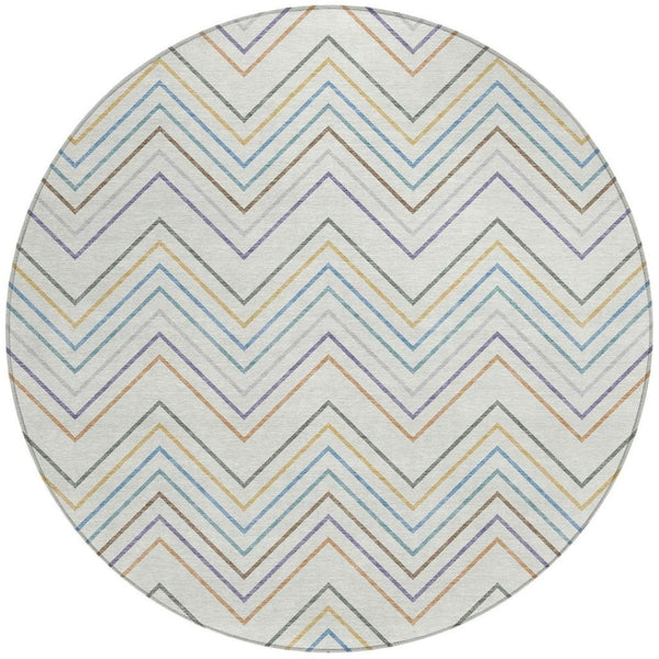 HomeRoots 8' Pacific Blue Indoor Outdoor Area Rug - Striking Striped Design, Washable & Durable for Every Space 690185