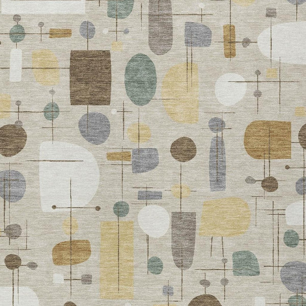 HomeRoots 9' X 12' Washable Geometric Area Rug in Beige, Brown & Gray - Stylish Durability for Indoors & Outdoors 690199