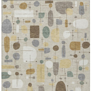 HomeRoots 9' X 12' Washable Geometric Area Rug in Beige, Brown & Gray - Stylish Durability for Indoors & Outdoors 690199