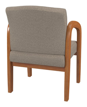 OSP Home Furnishings Medium Oak Wood Visitor Chair with Lumbar Support and Taupe Fabric for Office Use Cotton WD380-K008