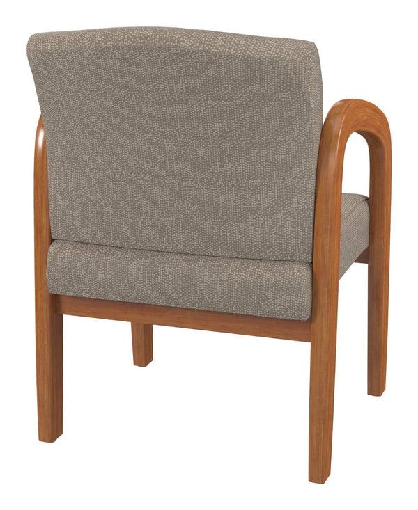 OSP Home Furnishings Medium Oak Wood Visitor Chair with Lumbar Support and Taupe Fabric for Office Use Cotton WD380-K008