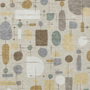 HomeRoots 10' Modern Geometric Area Rug in Beige, Brown, and Gray - Washable, Durable for Indoor & Outdoor Use 690200