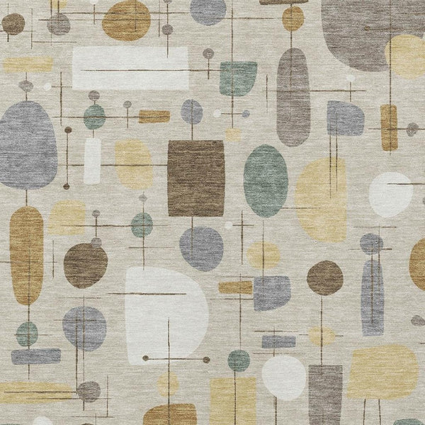 HomeRoots 10' Modern Geometric Area Rug in Beige, Brown, and Gray - Washable, Durable for Indoor & Outdoor Use 690200