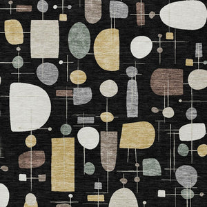 HomeRoots 8' X 10' Stylish Black, Brown & Gray Geometric Area Rug - Washable, Durable for Indoor & Outdoor Use 690204