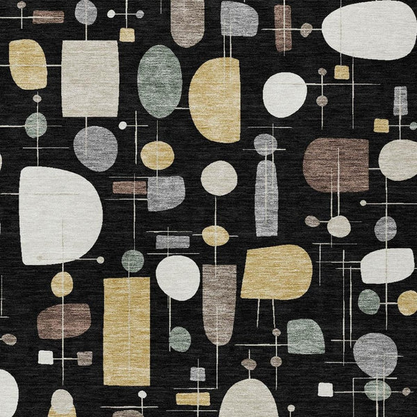 HomeRoots 8' X 10' Stylish Black, Brown & Gray Geometric Area Rug - Washable, Durable for Indoor & Outdoor Use 690204