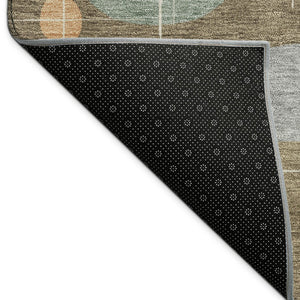 HomeRoots 5' X 8' Chocolate Brown & Gray Geometric Washable Area Rug - Durable, Stylish for Indoors & Outdoors 690208