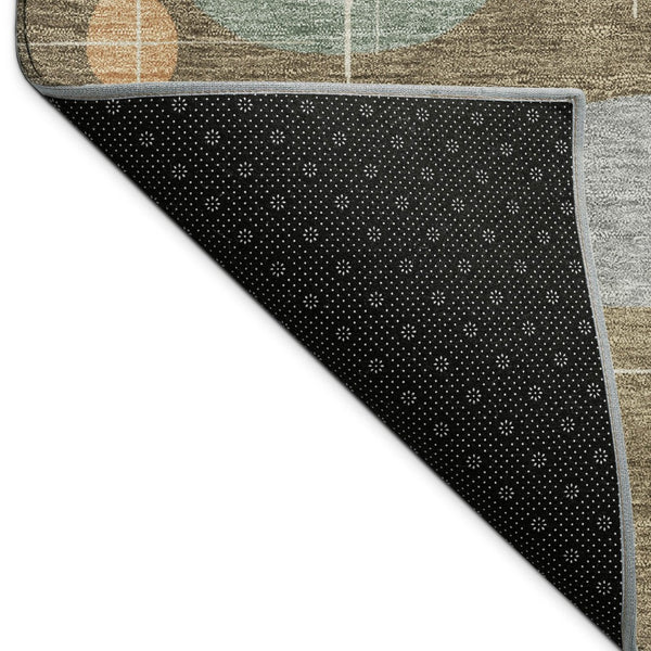 HomeRoots 5' X 8' Chocolate Brown & Gray Geometric Washable Area Rug - Durable, Stylish for Indoors & Outdoors 690208