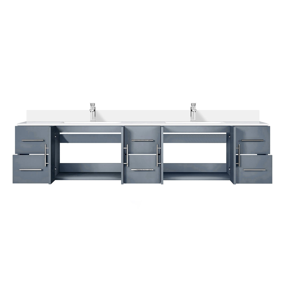 English Elm Dark Grey Double Bath Vanity 84" W x 22" D with Cultured Marble Top, Soft-Close Drawers & Chrome Faucet Set B2731P258752