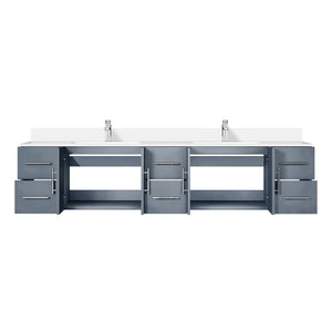 English Elm Dark Grey Double Bath Vanity 84" W x 22" D with Cultured Marble Top, Soft-Close Drawers & Chrome Faucet Set B2731P258752