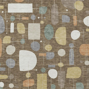 HomeRoots 9' X 12' Stylish Chocolate Brown & Gray Geometric Washable Indoor/Outdoor Area Rug for Modern Spaces 690211