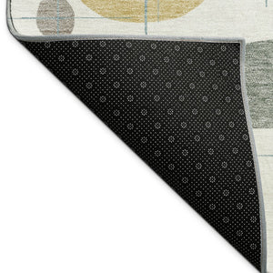 HomeRoots 9' X 12' Stylish Ivory Blue Green Geometric Washable Area Rug for Indoor & Outdoor Spaces 690217