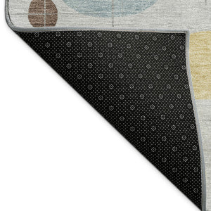 HomeRoots 9' X 12' Washable Silver Ivory Brown Geometric Area Rug - Durable, Stylish for Indoor & Outdoor Use 690229