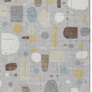 HomeRoots 10' Silver Ivory Brown Geometric Washable Rug - Stylish Indoor/Outdoor Design for High-Traffic Areas 690230