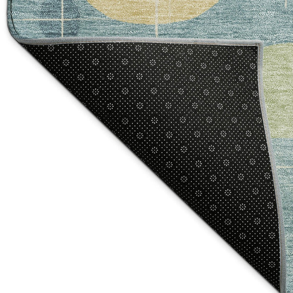 HomeRoots 8' X 10' Geometric Teal Blue, Ivory & Green Area Rug - Washable, Durable for Indoor & Outdoor Use 690234