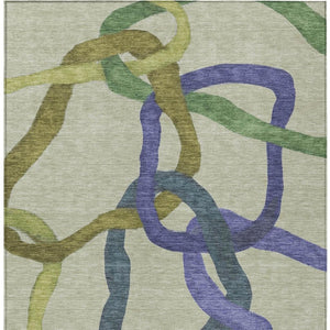 HomeRoots 10' X 14' Stylish Artichoke Green Abstract Washable Area Rug for Indoor & Outdoor Living Spaces 690242