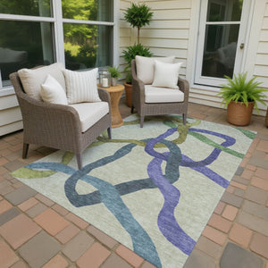 HomeRoots 10' X 14' Stylish Artichoke Green Abstract Washable Area Rug for Indoor & Outdoor Living Spaces 690242