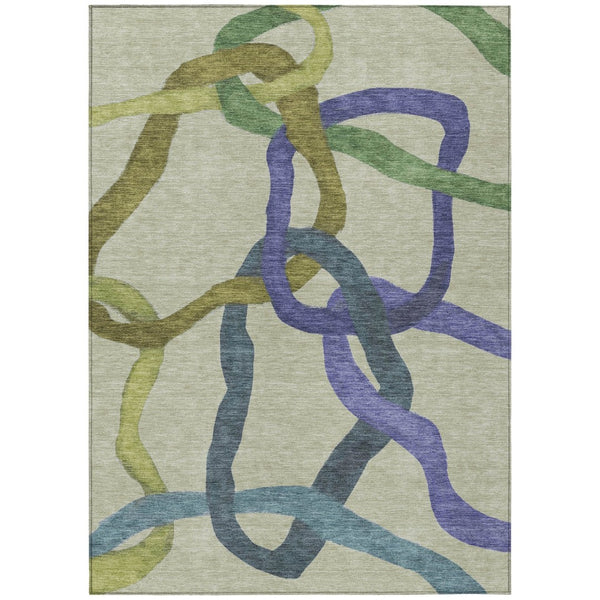 HomeRoots 10' X 14' Stylish Artichoke Green Abstract Washable Area Rug for Indoor & Outdoor Living Spaces 690242