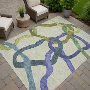 HomeRoots 10' X 14' Stylish Artichoke Green Abstract Washable Area Rug for Indoor & Outdoor Living Spaces 690242
